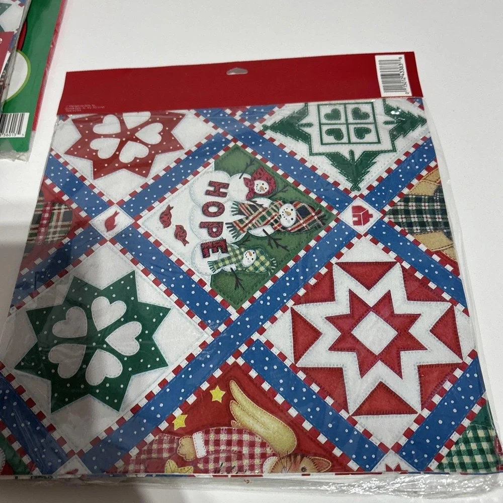 Lot 3 Hallmark Vintage Christmas Wrapping Paper Flat Wrap & 2 Giant‎ Gift Bags
